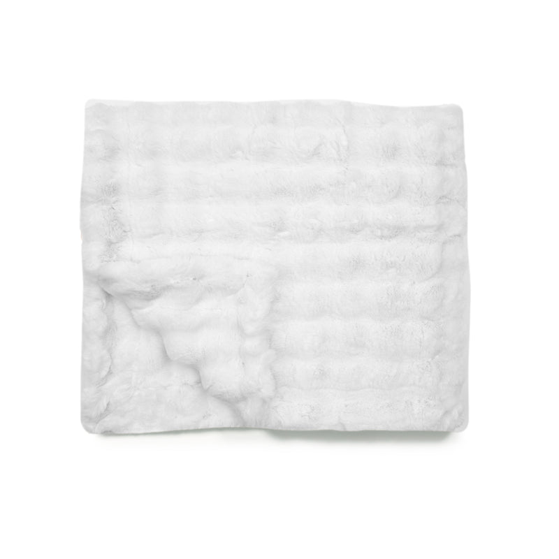 Snow White Faux Fur Weighted Blanket Flatlay by Lola Blankets
