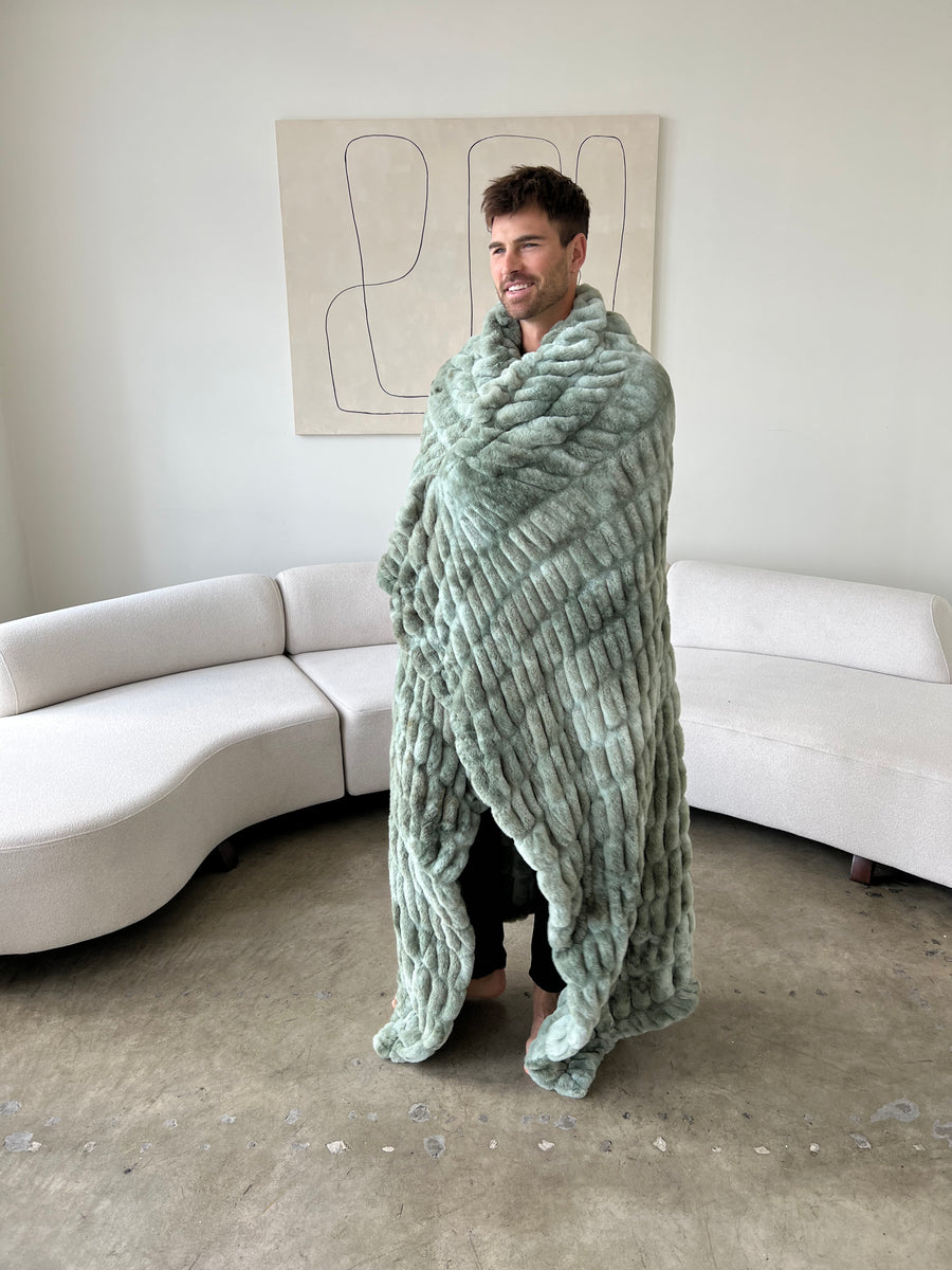 Green Faux Fur Blanket Lily Pad Lola Blankets