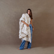 Caramel N Cream Faux Fur Blanket on Female Model