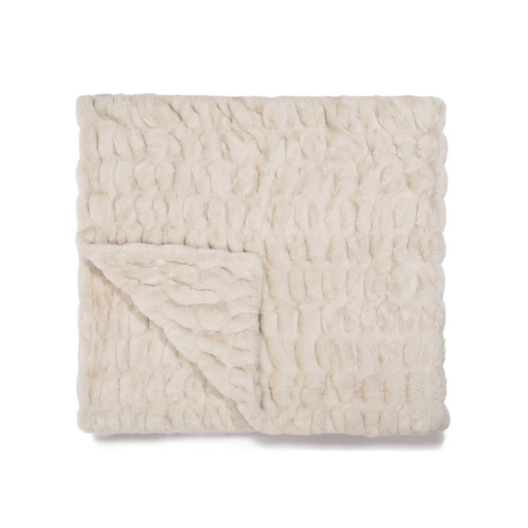 Antique Ivory Faux Fur Blanket Flatlay by Lola Blankets