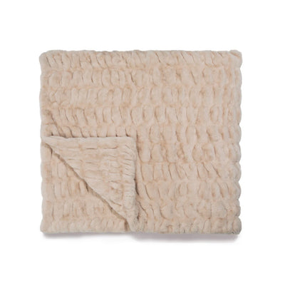 Bondi Beige Faux Fur Blanket Flatlay by Lola Blankets