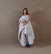 Rainy Day Faux Fur Blanket by Lola Blankets on Female Model