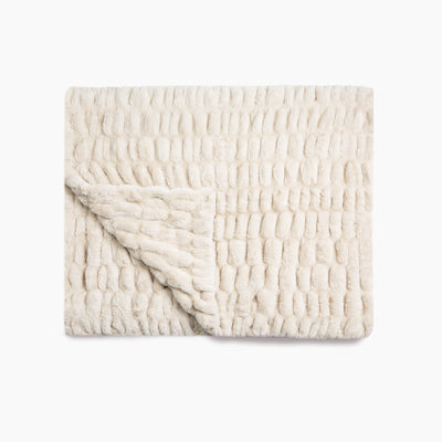 Tezza Honey Cloud Faux Fur Blanket Flatlay by Lola Blankets