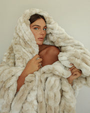 Tezza Coco Butter Faux Fur Blanket by Lola Blankets