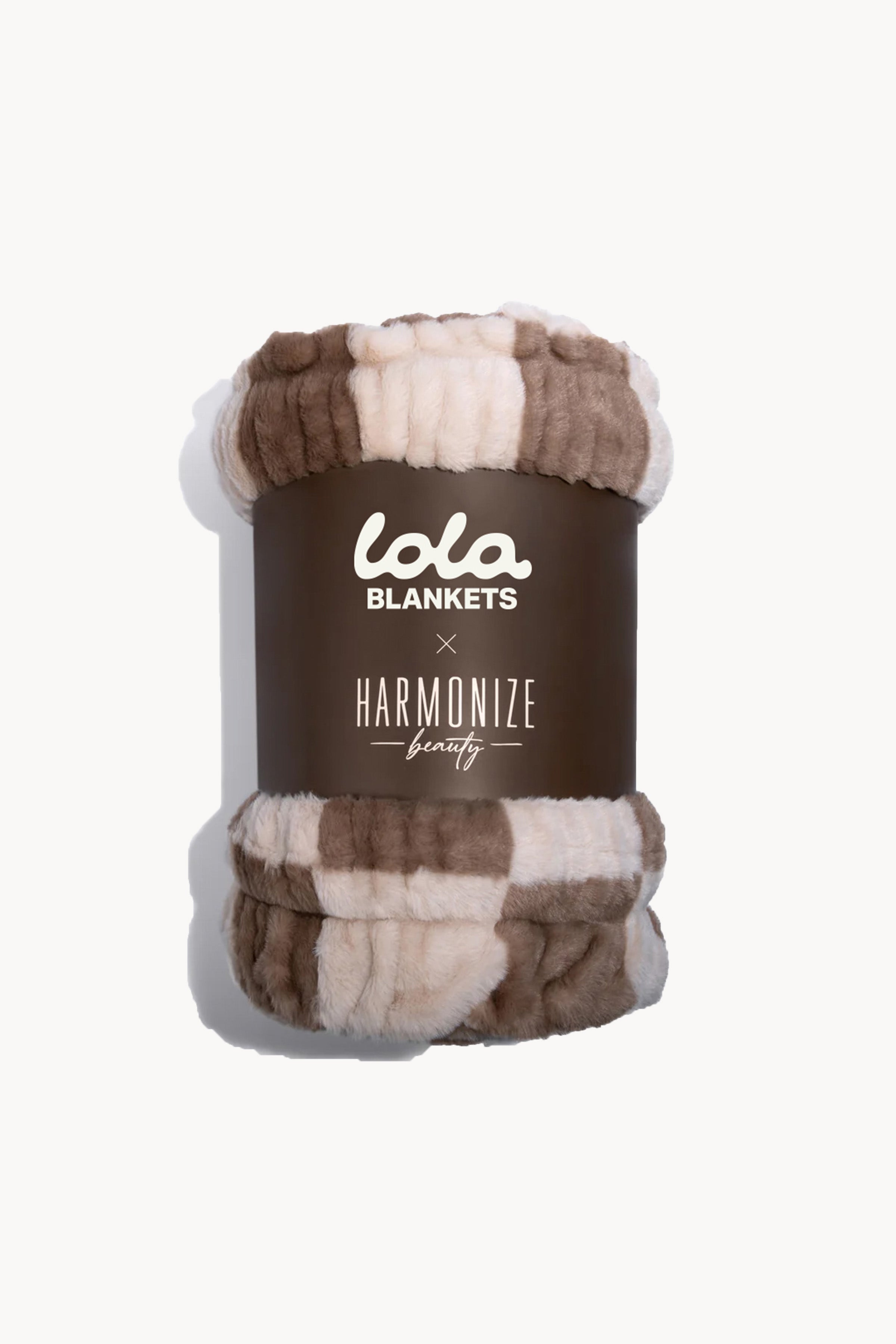 Tan and White Checkered Blanket | Latte Check – Lola Blankets
