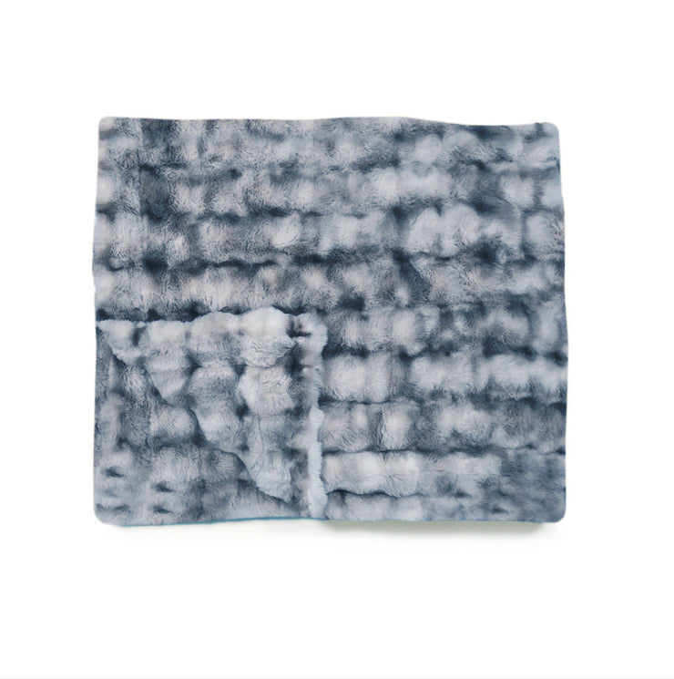 Surfside Faux Fur Weighted Blanket Flatlay by Lola Blankets