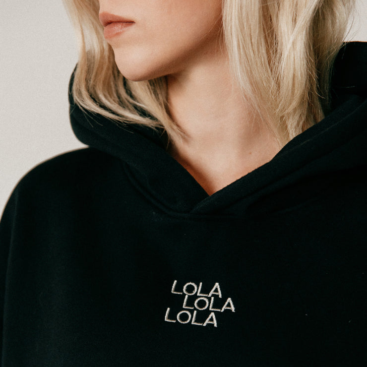 Black Sweatset Hoodie Details by Lola Blankets