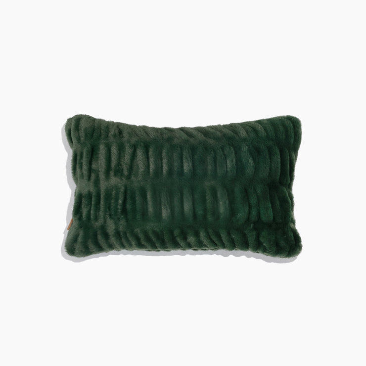 Dark green textured rectangular pillow on a white background