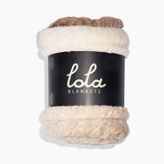 Lola Blankets product with beige and brown texture on a white background