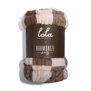 Harmony Beus Mocha Check Faux Fur Blanket Wrap by Lola Blankets