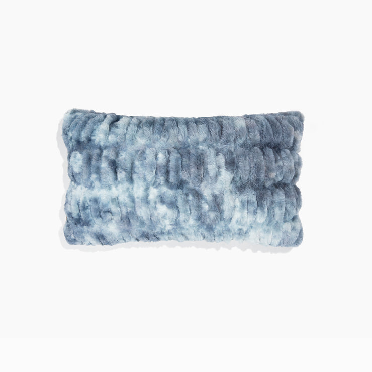 Blue and white tie dye textured lumbar pillow