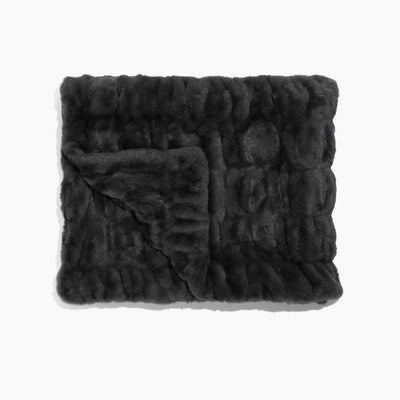 Dark gray textured blanket on a white background