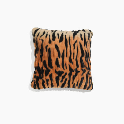Tiger-striped pillow on a white background