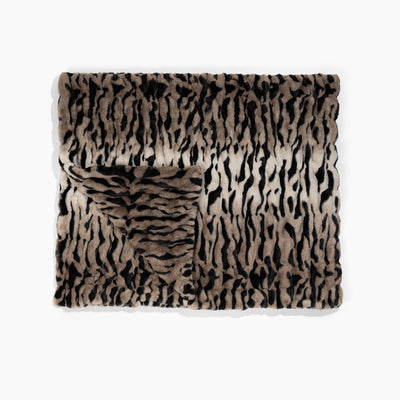Animal print blanket on a white background