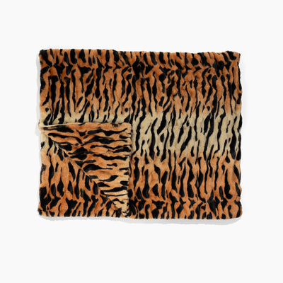 Animal print blanket on a white background
