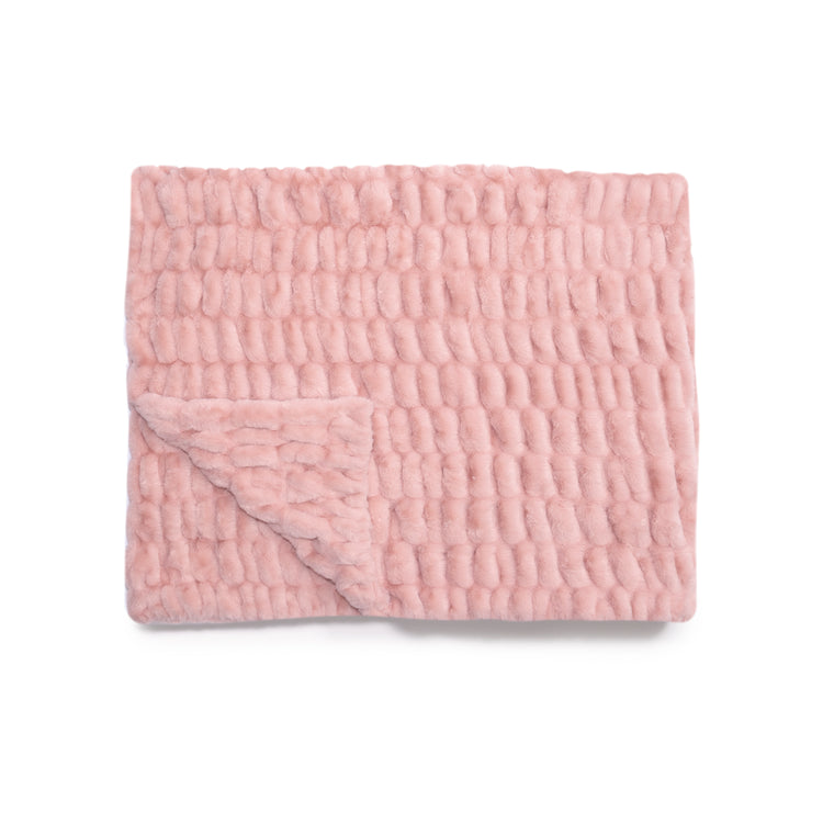 Rosewater Faux Fur Blanket Flatlay by Lola Blankets