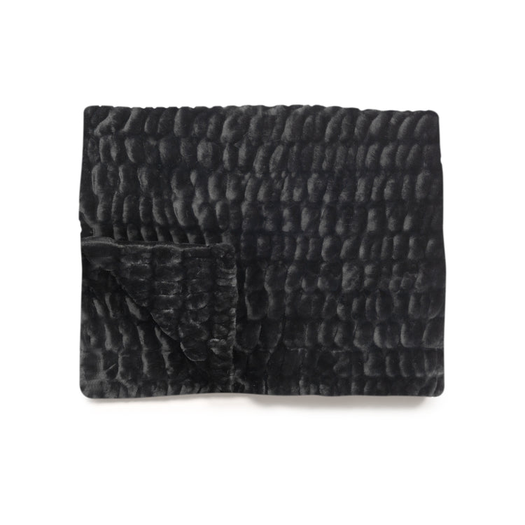 Midnight Marie Faux Fur Blanket Flatlay by Lola Blankets
