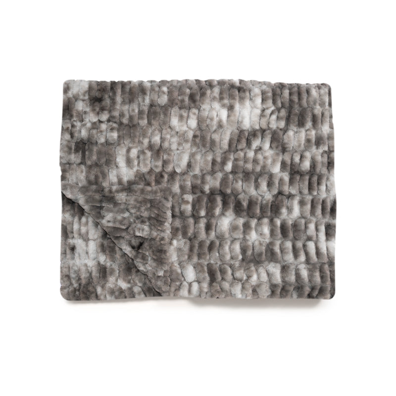 Smoky Skies Faux Fur Blanket Flatlay by Lola Blankets